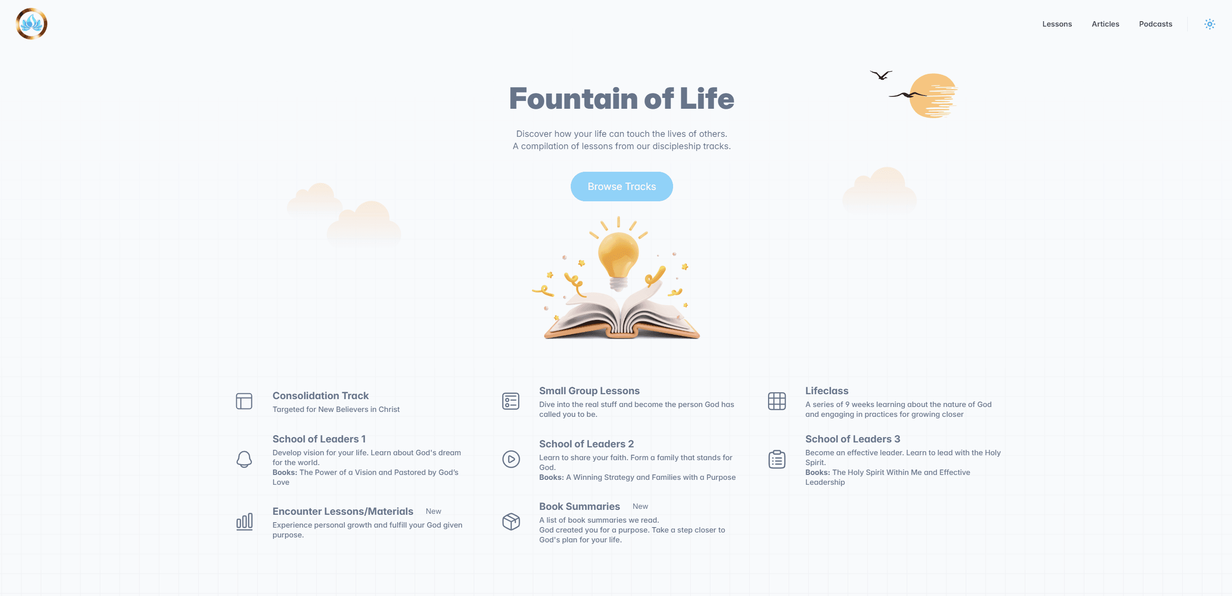 Fountain of Life Home Screen