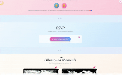 RSVP invite code entry screen where guests enter their unique code to unlock the RSVP form