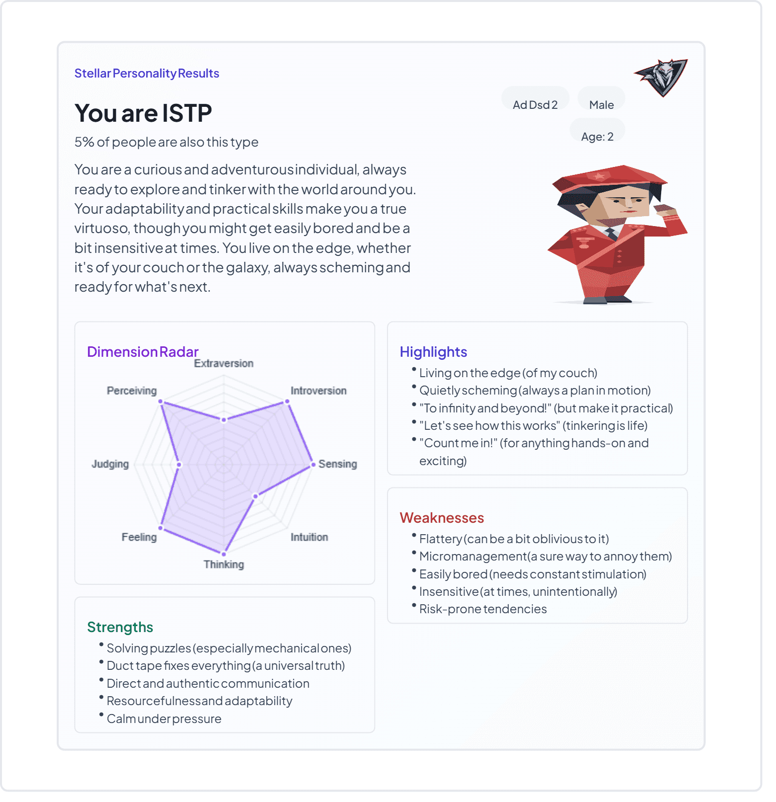 Stellar Personality Assessment